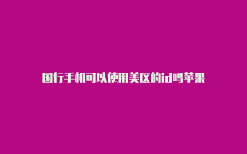 国行手机可以使用美区的id吗苹果