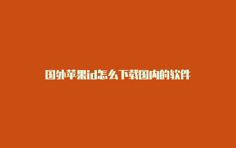 国外苹果id怎么下载国内的软件