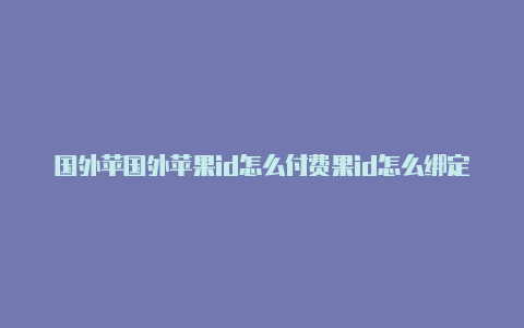 国外苹国外苹果id怎么付费果id怎么绑定微信