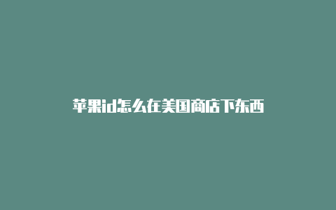 苹果id怎么在美国商店下东西