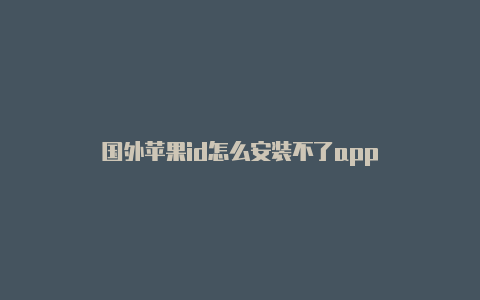 国外苹果id怎么安装不了app