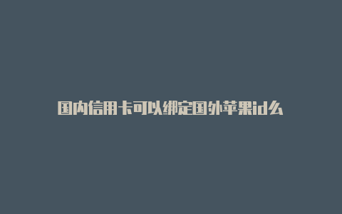 国内信用卡可以绑定国外苹果id么