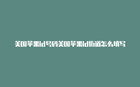 美国苹果id号码美国苹果id街道怎么填写zip