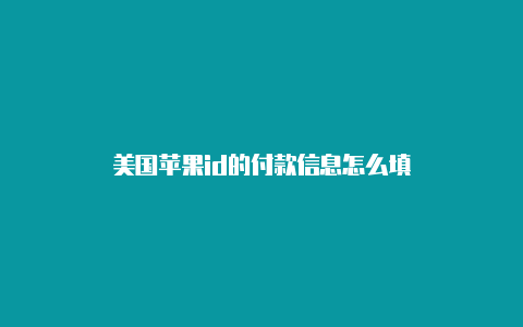 美国苹果id的付款信息怎么填