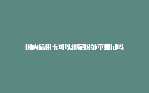 国内信用卡可以绑定国外苹果id吗