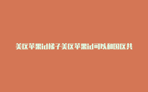 美区苹果id梯子美区苹果id可以和国区共享吗