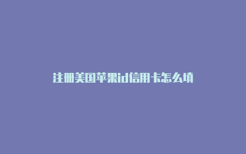 注册美国苹果id信用卡怎么填