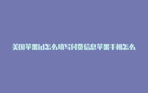 美国苹果id怎么填写付费信息苹果手机怎么把id改成美国的