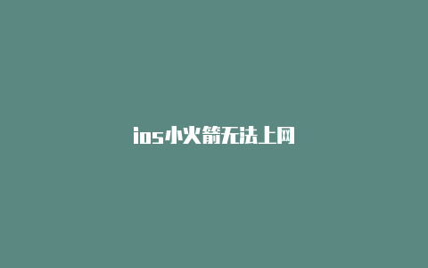 ios小火箭无法上网