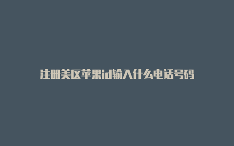 注册美区苹果id输入什么电话号码