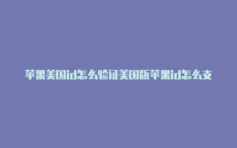 苹果美国id怎么验证美国版苹果id怎么支付