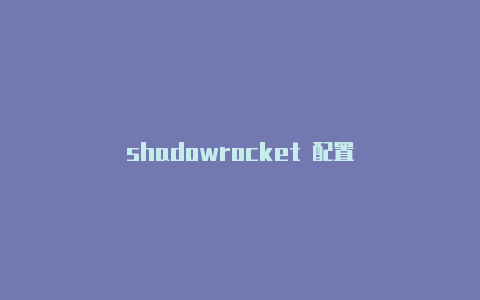 shadowrocket 配置