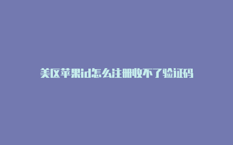 美区苹果id怎么注册收不了验证码