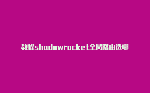 教程shadowrocket全局路由选哪个常常更新