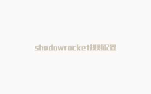 shadowrocket规则配置