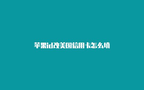 苹果id改美国信用卡怎么填