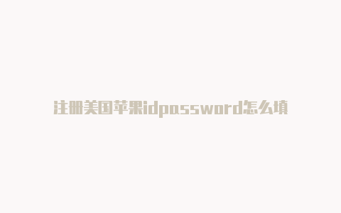 注册美国苹果idpassword怎么填