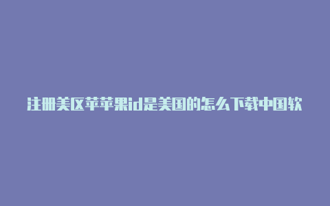 注册美区苹苹果id是美国的怎么下载中国软件果id美国地址